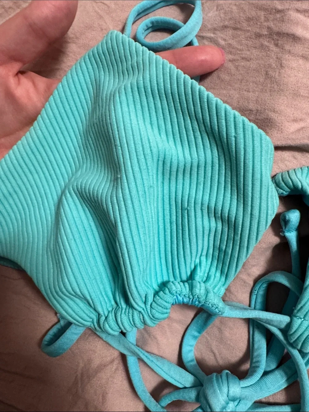 Frankie’s Ribbed Aqua Triangle Bikini Set - Women's Swim